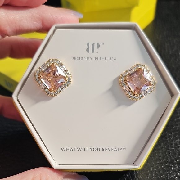 Gold and Pink Gemstone Earrings by BP timeless twilights - Picture 1 of 3